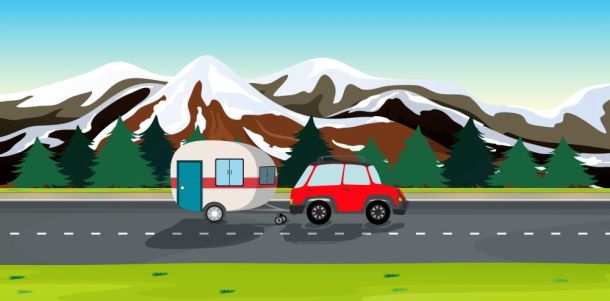 A car and travel trailers