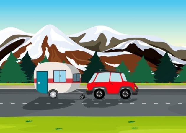 A car and travel trailers