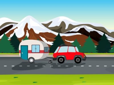 A car and travel trailers