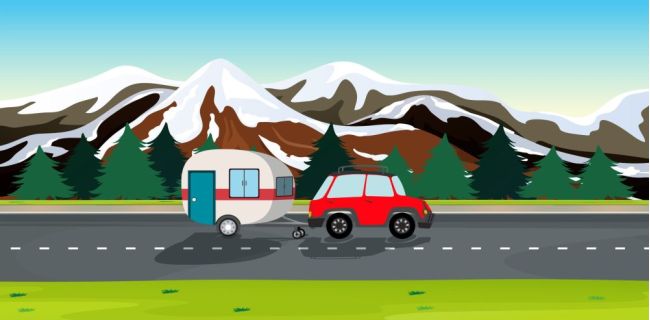 A car and travel trailers